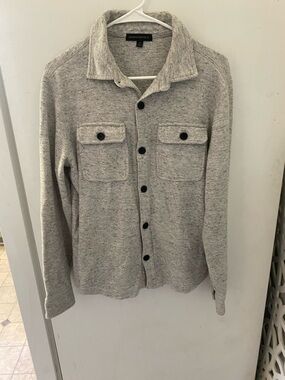 Banana Republic Men's Light Gray Button-Up Shirt Jacket
